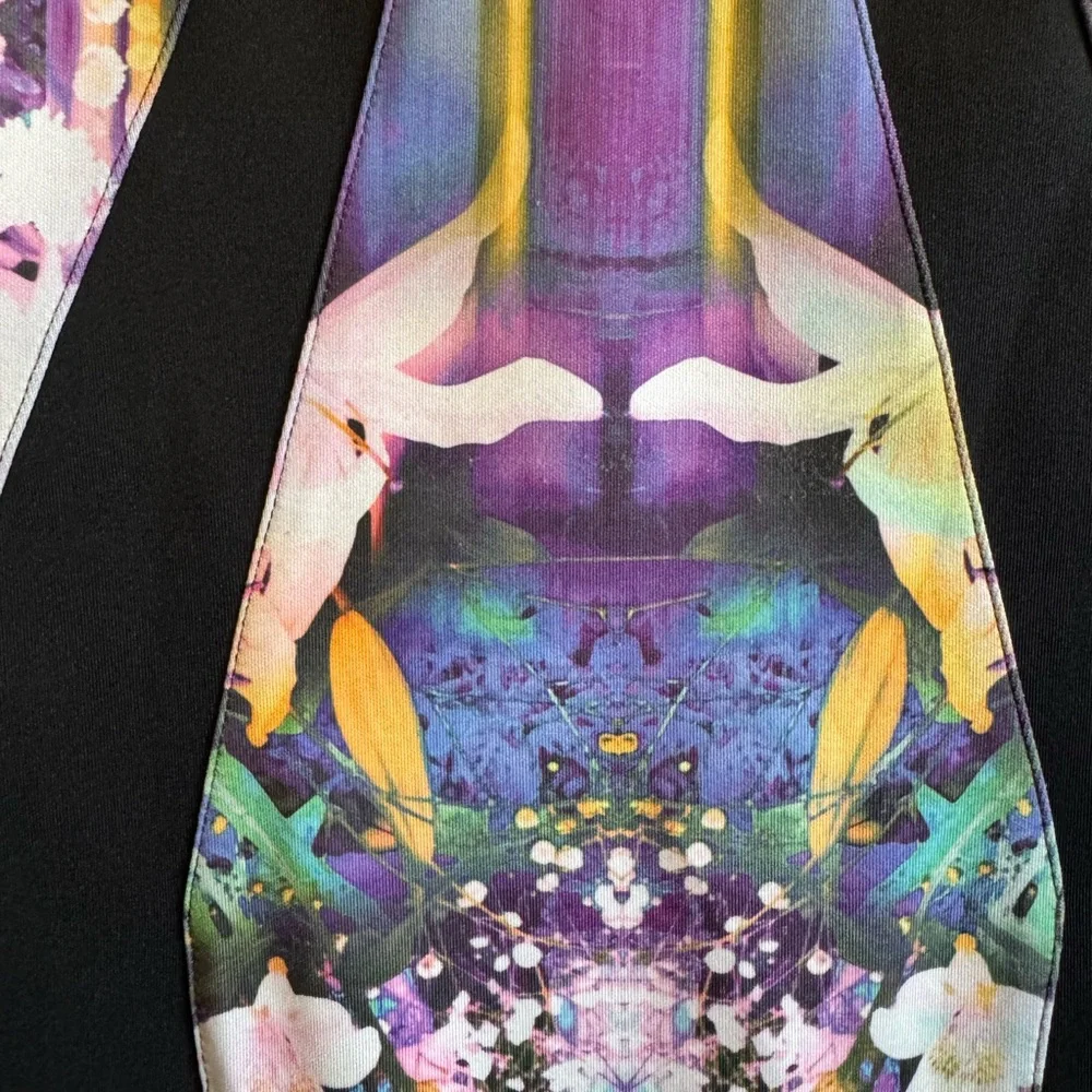 Bebe Floral Cutout Bodycon Dress in Multicolor TieDye Y2K Size Small